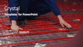  Presentation with pipe - PPT theme having worker-is-installing-a-red background and a wine colored foreground