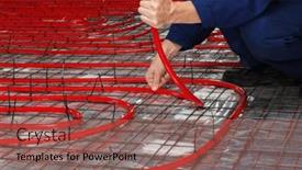  Presentation with pipe - Presentation theme consisting of worker-is-installing-a-red background and a coral colored foreground