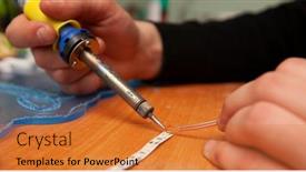  Presentation with neon - Slide deck having worker-is-production-the-sign background and a gold colored foreground