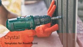  Presentation with worker - Slide set consisting of worker-is-screwing-the-screw background and a red colored foreground