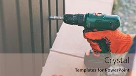  Presentation with worker - PPT theme with worker-is-screwing-the-screw background and a soft green colored foreground