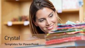  Presentation with worker - Amazing presentation theme having worker looking at colorful stacked backdrop and a  colored foreground