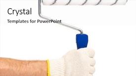  Presentation with hand tools - PPT theme having worker man hand with paint background and a white colored foreground