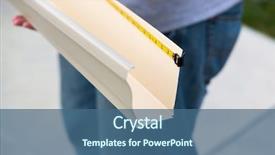  Presentation with gutter - Slide set featuring worker measuring an aluminum rain background and a ocean colored foreground