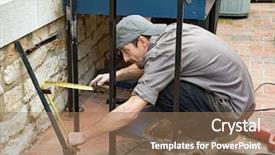  Presentation with inspection - Beautiful presentation design featuring worker measuring for new post backdrop and a coral colored foreground
