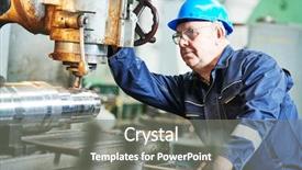  Presentation with milling machine - Slide set having worker miller operating milling machine background and a gray colored foreground