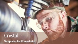  Presentation with milling machine - Slide deck enhanced with worker miller operating milling machine background and a  colored foreground