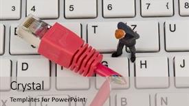  Presentation with connector - Presentation consisting of worker network connector keyboard background and a light gray colored foreground