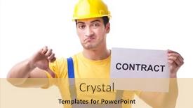  Presentation with contract - PPT layouts featuring happy with his employment contract background and a yellow colored foreground