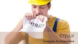  Presentation with contract - Audience pleasing slides consisting of worker-not-happy backdrop and a coral colored foreground