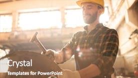  Presentation with young plant - Amazing presentation having worker of contemporary machinebuilding plant backdrop and a coral colored foreground