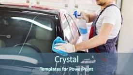 Presentation with car wash - Presentation theme enhanced with worker on a car wash background and a ocean colored foreground