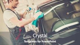  Presentation with car wash - PPT theme consisting of worker on a car wash background and a dark gray colored foreground