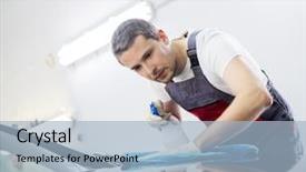  Presentation with spray paint - Cool new PPT theme with worker on a car wash backdrop and a light blue colored foreground