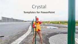  Presentation with guideline - Amazing presentation design having worker-on-the-construction-site backdrop and a cream colored foreground
