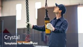  Presentation with crane - Audience pleasing slide set consisting of worker-operating-a-crane backdrop and a ocean colored foreground