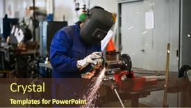  Presentation with worker - Slide set consisting of worker-operating-an-angle-grinder background and a tawny brown colored foreground