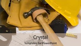  Presentation with tape measure - Theme with worker or a handy man background and a  colored foreground