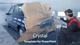  Presentation with painting - Amazing PPT layouts having worker painting a car backdrop and a ocean colored foreground