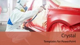  Presentation with auto repair - Slides having worker painting a red car background and a red colored foreground