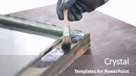  Presentation with window frame - Cool new theme with worker painting frame of old backdrop and a gray colored foreground