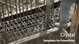  Presentation with building construction - Colorful PPT theme enhanced with worker pouring cement or concrete backdrop and a tawny brown colored foreground