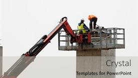  Presentation with cement - Audience pleasing PPT theme consisting of worker-pouring-cement backdrop and a light gray colored foreground