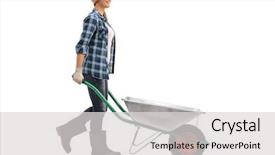  Presentation with worker - Slides having worker pushing an empty wheelbarrow background and a light gray colored foreground