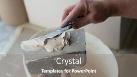  Presentation with improvement - Slide deck having worker-putsty-plasterboard-ceiling background and a gray colored foreground