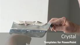  Presentation with home improvement - Slide deck consisting of worker-putsty-plasterboard-ceiling background and a gray colored foreground