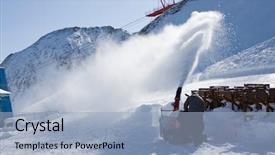  Presentation with purple floral snow - Colorful slide deck enhanced with worker-removing-snow-with-snowblower backdrop and a light blue colored foreground