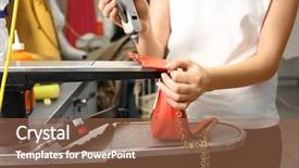  Presentation with laundry - Slide deck consisting of worker removing stains using special background and a coral colored foreground