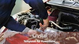  Presentation with repair - Presentation having worker repairs a car background and a tawny brown colored foreground