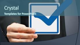  Presentation with worker - PPT theme with worker rights - picture or closeup of checkbox background and a ocean colored foreground