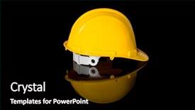  Presentation with black yellow - Amazing PPT theme having worker rights - yellow safety hard hat right backdrop and a black colored foreground