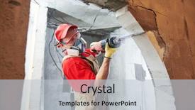  Presentation with home renovation - Presentation theme consisting of worker sawing doorway with sabre background and a light gray colored foreground