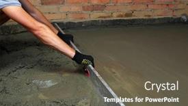  Presentation with cement - Cool new slides with worker-screeding-indoor-cement-floor backdrop and a tawny brown colored foreground