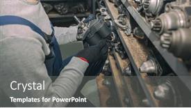  Presentation with worker - Slide set with worker-searching-the-necessary-spare background and a gray colored foreground