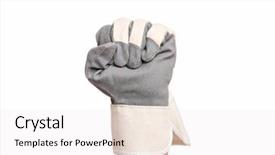  Presentation with danger - Beautiful PPT layouts featuring worker showing gesture - fist male backdrop and a white colored foreground