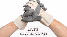  Presentation with compliance partnership - Audience pleasing PPT theme consisting of worker showing gesture partnership cooperation backdrop and a lemonade colored foreground