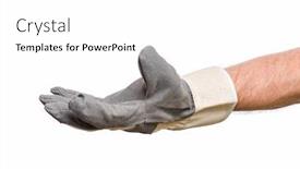  Presentation with pale male hawk - Presentation design with worker-showing-outstretched-palm-gesture background and a white colored foreground