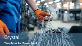  Presentation with bicycle - Slide set with worker-shows-new-bicycle-spokes background and a ocean colored foreground