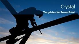  Presentation with dawn - Slide deck with worker silhouette at roofing works background and a ocean colored foreground