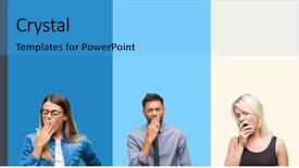  Presentation with people collage - Presentation theme having worker sleeping - collage of group of young background and a light blue colored foreground