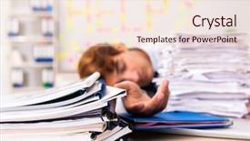  Presentation with employee working in industry - Slide deck with worker sleeping - young employee suffering from excessive background and a lemonade colored foreground