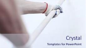  Presentation with anchor - Presentation design featuring worker spends anchor roller on the wall background and a sky blue colored foreground