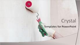  Presentation with anchor - Audience pleasing theme consisting of worker spends anchor roller on the wall backdrop and a light gray colored foreground