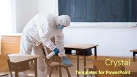 presentation on novel Presentation with novel - PPT theme consisting of worker-sprays-disinfectant-as-part background and a tawny brown colored foreground