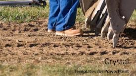  Presentation with bulldozer - Amazing slide deck having worker standing near small bulldozer backdrop and a coral colored foreground