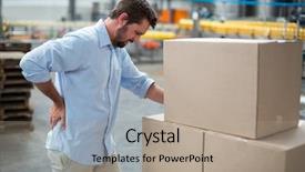  Presentation with kidneys pain or lower back - Slide deck with worker standing with back pain background and a mint green colored foreground